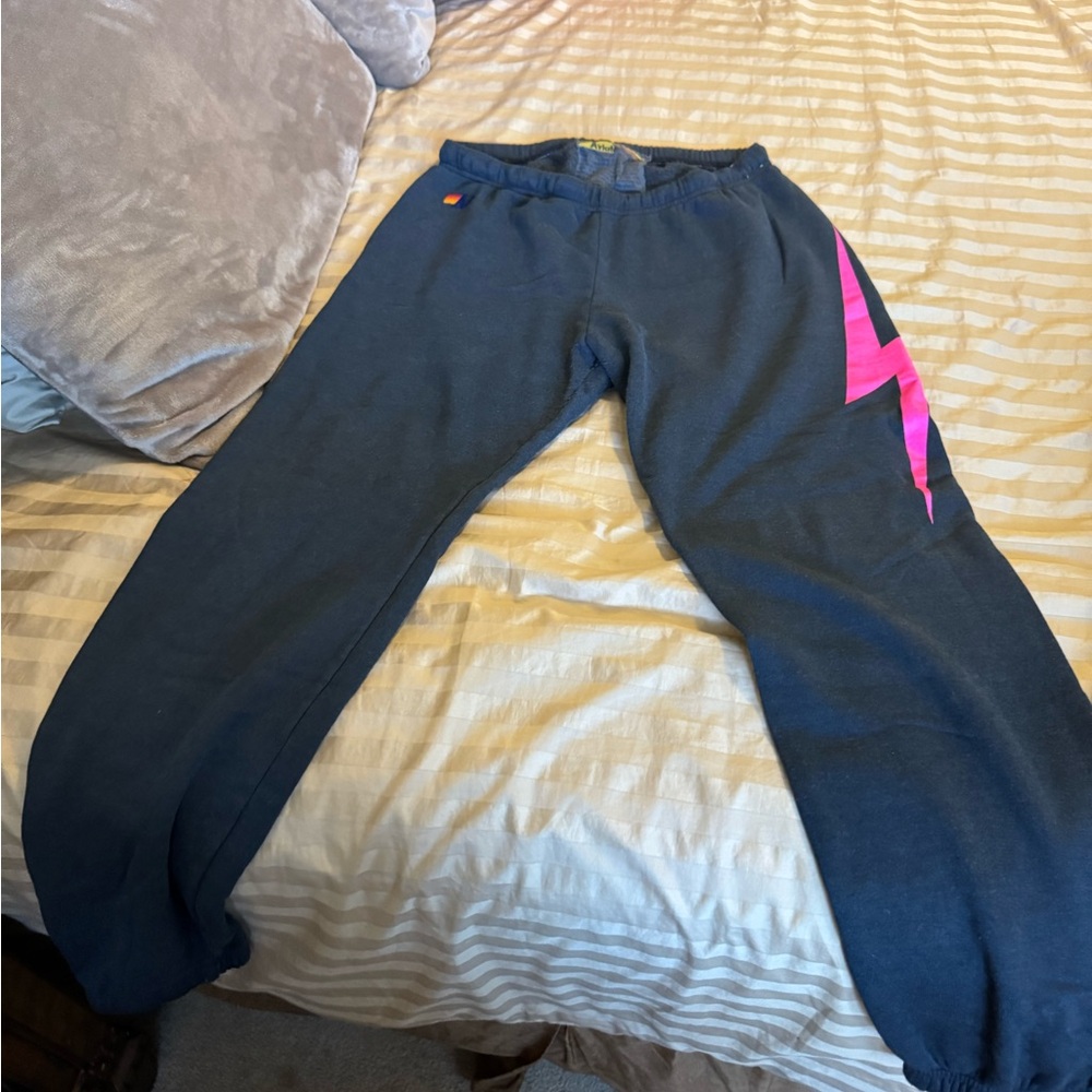 NWOT Aviator Nation lightening bolt sweatpants. Size XL. Charcoal gray.